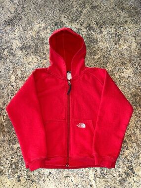 North Face Kids Approach Full Zip Thick Fleece Hoodie Jacket Sweatshirt Red S